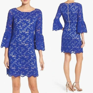 Eliza J Women's Lace Shift Dress with Bell Sleeves Size 4P